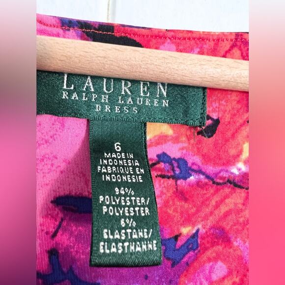 Ralph Lauren 6 watercolor floral dress pink purple vibrant wedding guest - Picture 3 of 7